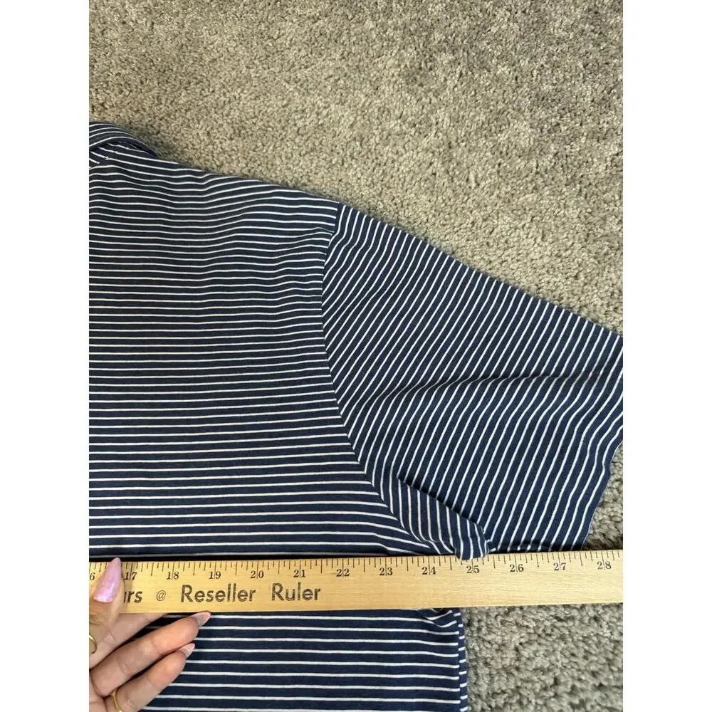 Vineyard Vines Polo Shirt Mens XL Blue Striped Short Sleeve 100% Pima Cotton